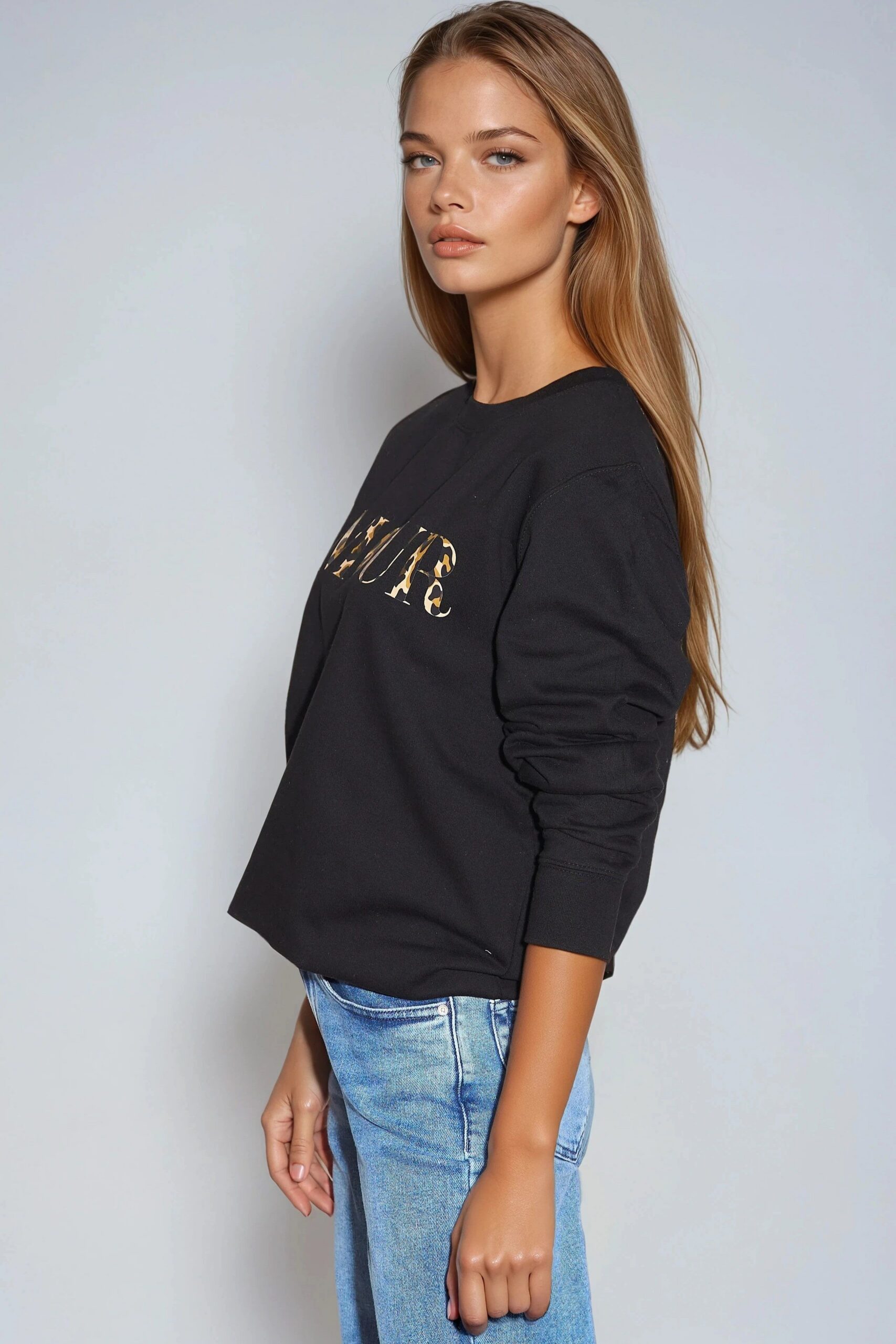 Black Amour Leopard Print Sweatshirt - Image 2