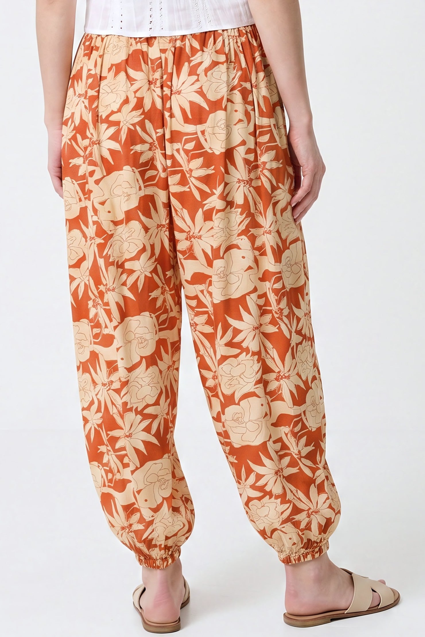 Orange Floral Balloon Trousers - Image 5