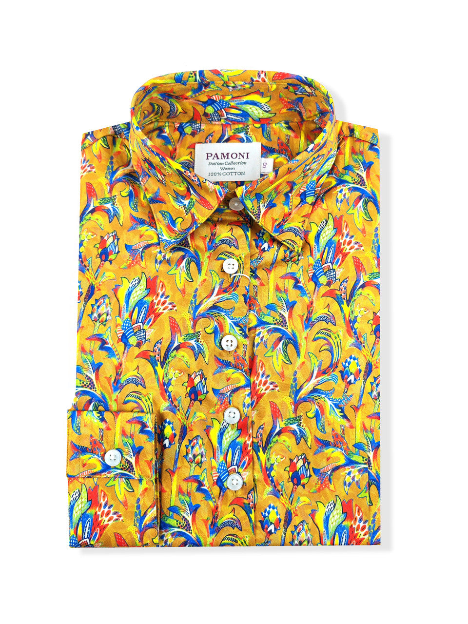 Golden Floral Breeze Women's Fitted Shirt - Image 2