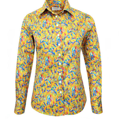 Golden Floral Breeze Women's Fitted Shirt