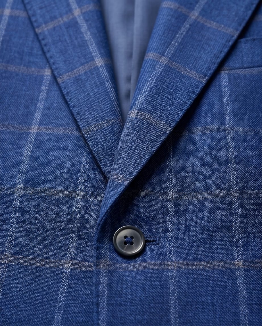 Royal Blue Windowpane Check Blazer - Image 3