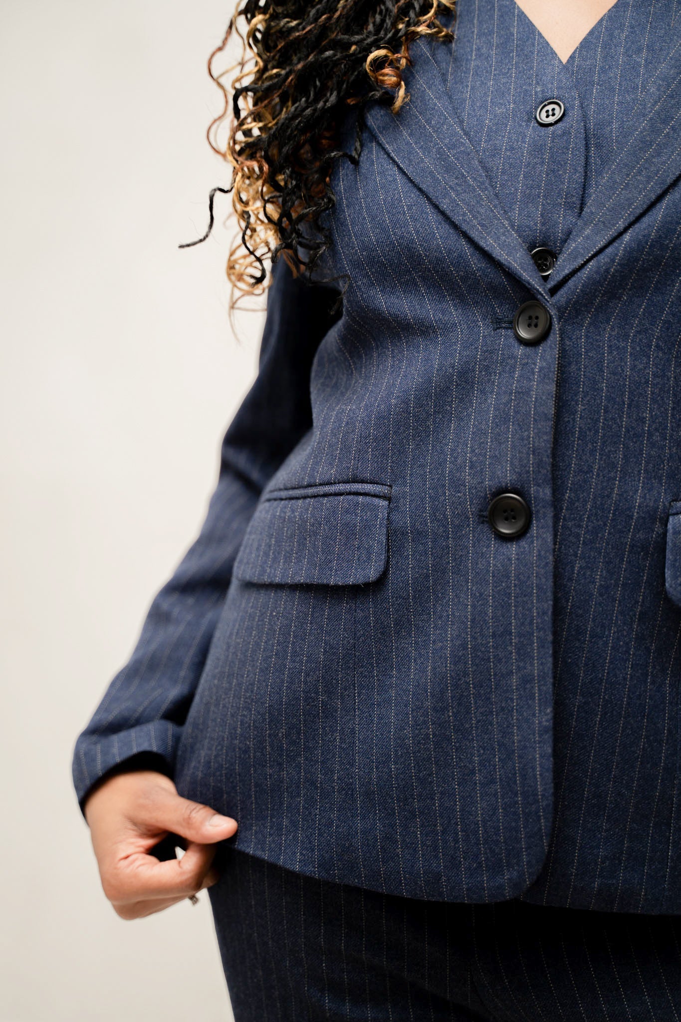 Navy blue stripped 3-piece pants suits (UK size 12) - Image 5