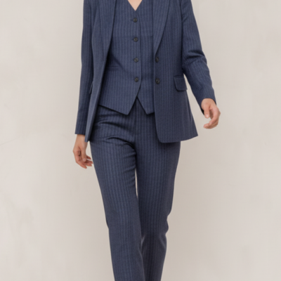 Navy blue stripped 3-piece pants suits (UK size 12)