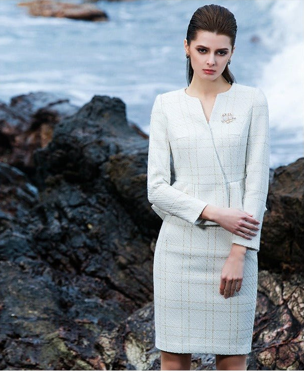 The pleated-peplum plaid tweed skirt suit (UK size 14) - Image 3
