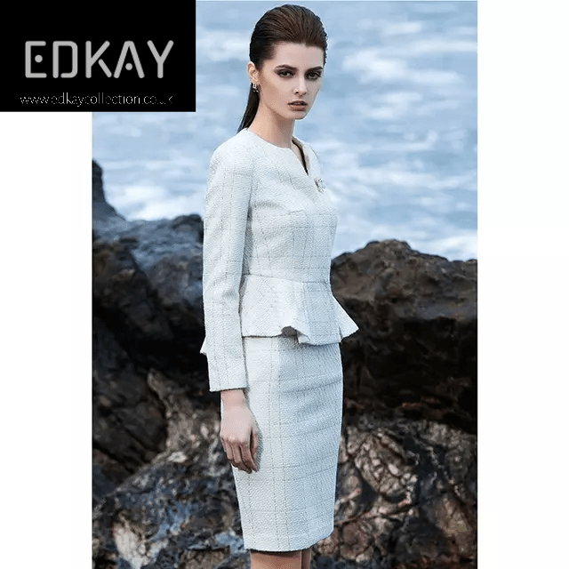The pleated-peplum plaid tweed skirt suit (UK size 14) - Image 6