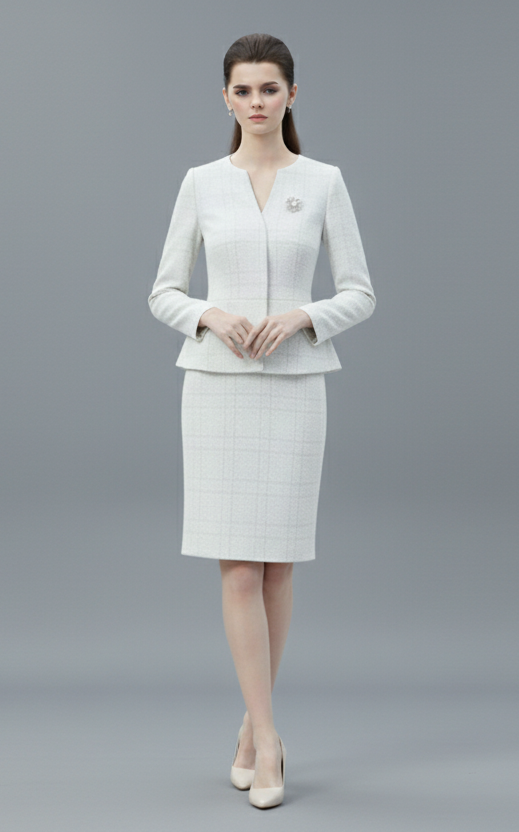The pleated-peplum plaid tweed skirt suit (UK size 14) - Image 5