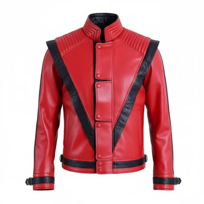 Michael Jackson Men Red Leather Jacket