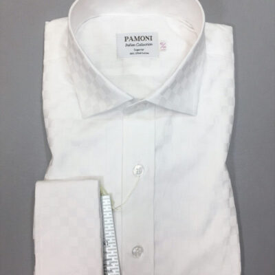 White Box Pattern Slim Fit Shirt