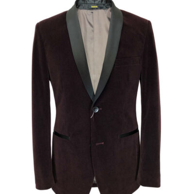 Burgundy Snakeskin Effect Velvet Dinner Jacket