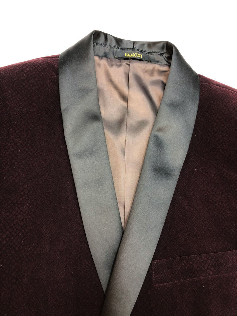 Burgundy Snakeskin Effect Velvet Dinner Jacket - Image 3