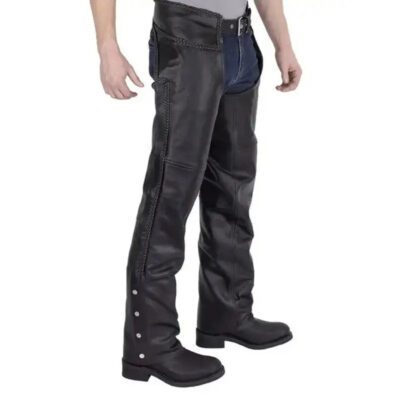 Men’s Braided Motorcycle Leather Chaps Leather Jacket